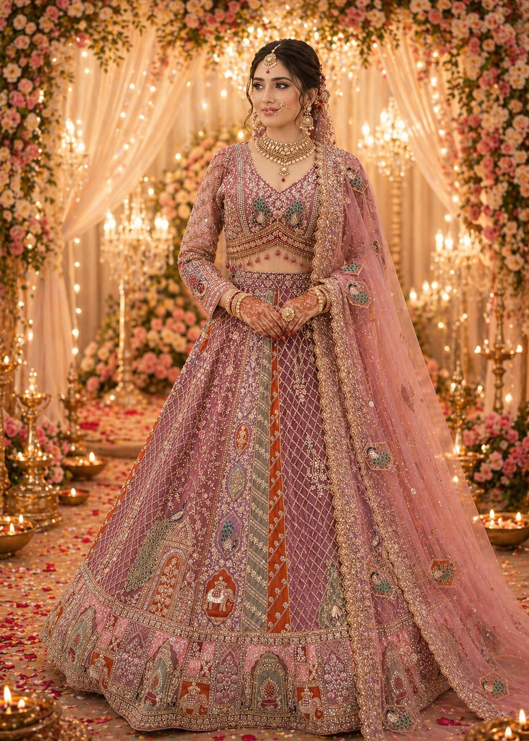Pink Bridal Lehenga - View 1