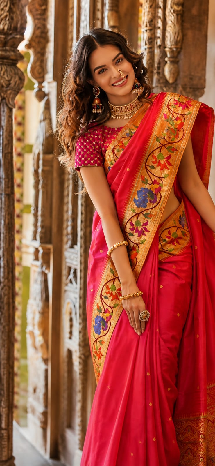 Red Paithani Silk Saree