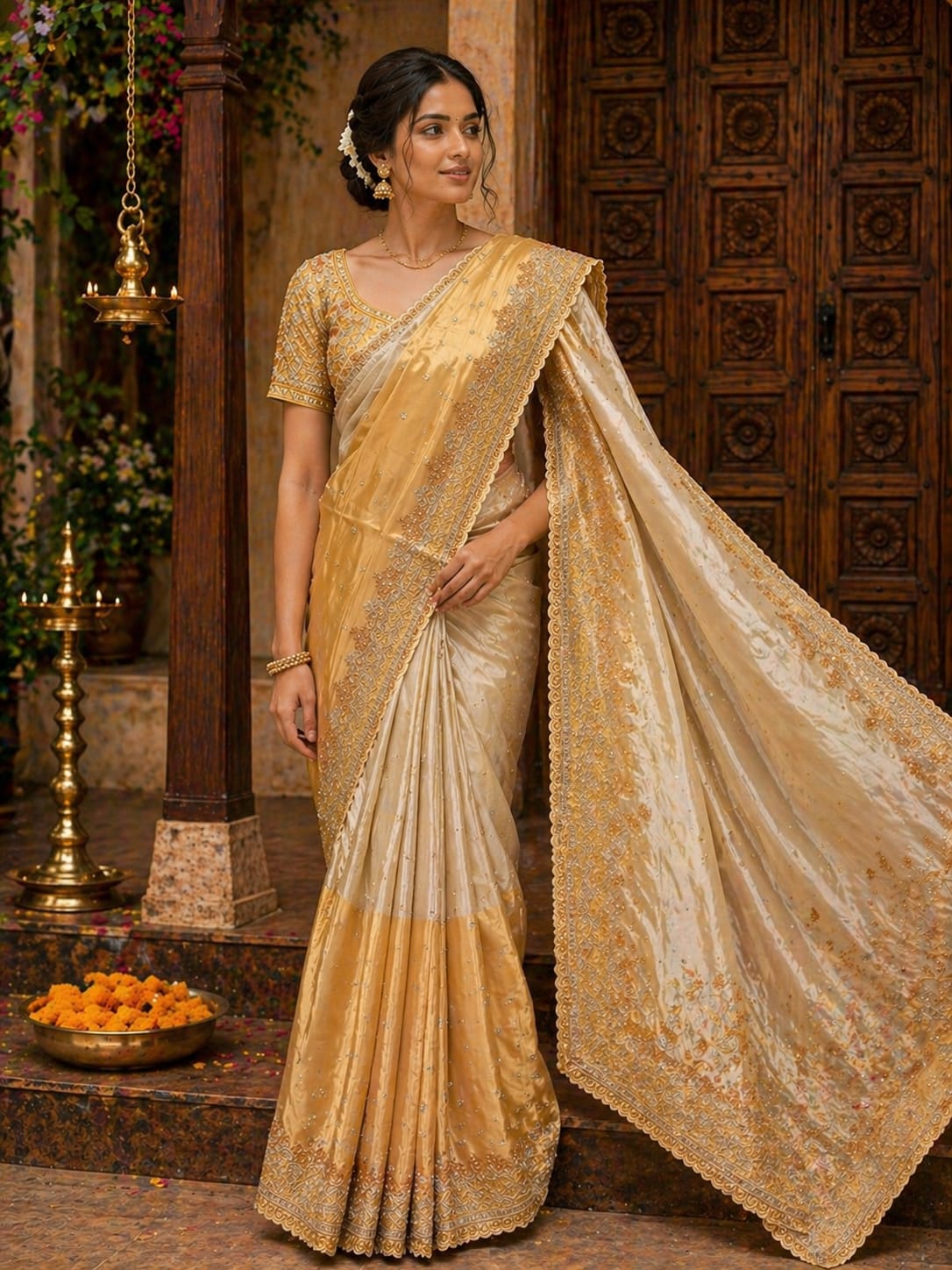 Golden Tissue Silk Saree - View 2