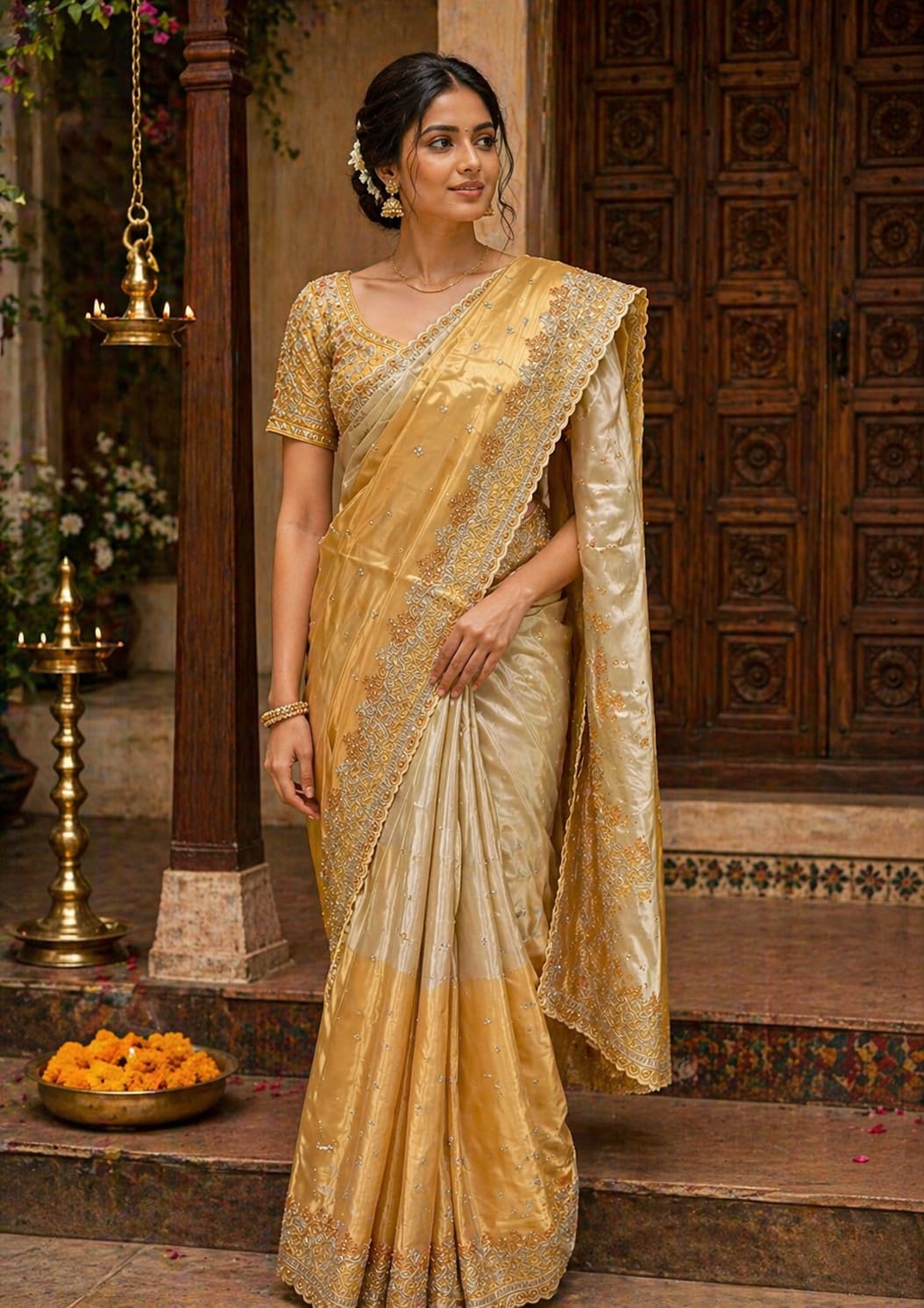 Golden Tissue Silk Saree - View 1